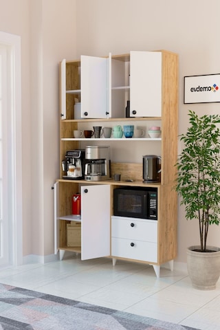 Silva Kahve Köşesi Çok Amaçlı Dolap Beyaz Atlantik Çam Beyaz Atlantik Çam