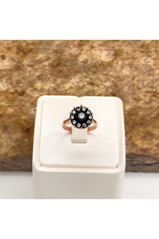 Elmas Montür Rosegold Gül Modeli Gümüş Set Takım Rose Gold