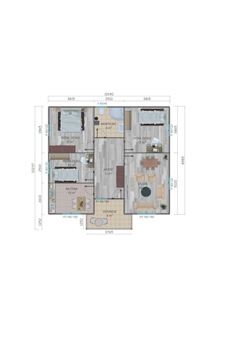 96 M2 Prefabrik Ev