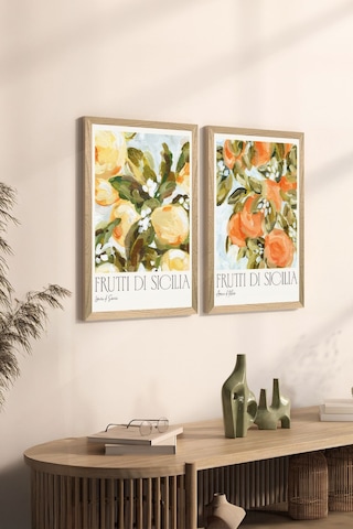 2 Parça Ahşap Çerçeve Görünümlü Mdf Tablo Seti 20x30 Cm - Model 1 - Ersy2mdfmodel1