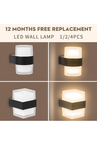 Led Duvar Işıkları 10w Sundurma Aplik Lambaları 110/220v Led Armatür İç Lamba Merdiven Yatak Odası Açık Bahçe Led Aydınlatma Square Aluminum Acry Siyah