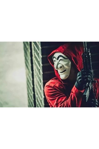 Koreli Hırsız Teatral Hahoe Maskesi - Para Heist Maskesi - Dali Maskesi Lisinya