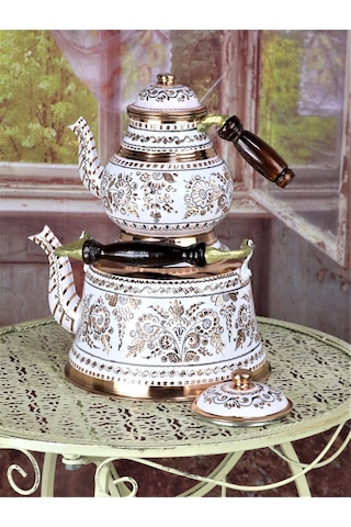 Gül Çiçek Royal Ihlamur Bakır Çaydanlık Bakır