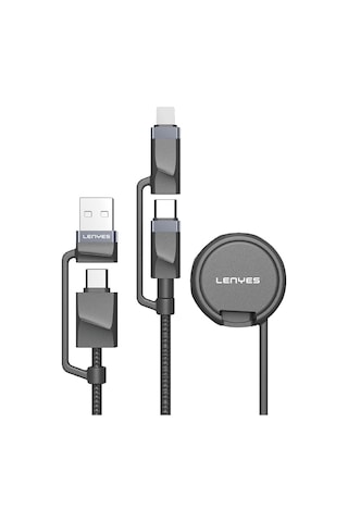 Lenyes Lc541 Usb-a + Type-c To Lightning Type-c Akıllı Saat Şarj Kablosu 60w 1m Siyah