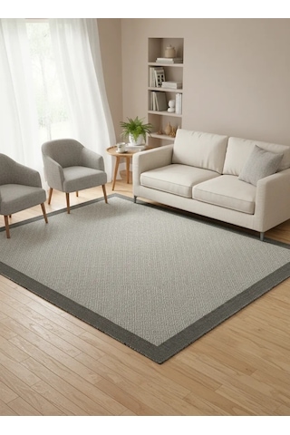 Mess Modern Dekoratif Yumuşak Dokulu Sisal Halı 3946 Gri Antrasit Çok Renkli