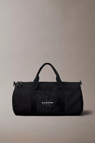 Erkek Nakış Logolu Silindir Seyahat Çantası - Siyah Black