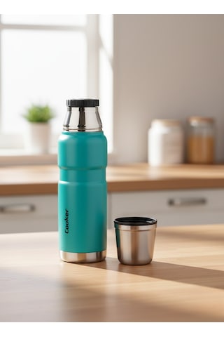 Ckr2052 500 Ml Çift Kat Sızdırmaz Paslanmaz Çelik Termos 12 Saat Sıcak, 24 Saat Soğuk Koruma Turkuaz