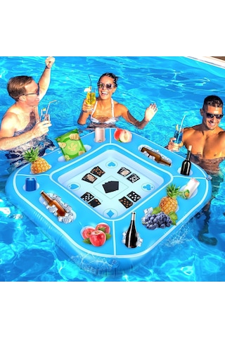 Şişme Oyun Masası Eğlence Tatil Havuz Deniz Şişme Pvc Yetişkin Oyun Deniz Yatağı Mavi