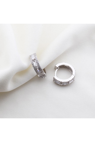 Baget Kesim Starlight Diamond Gümüş Halka Küpe
