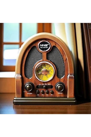 Ns-7061 Retro Ahşap Tasarım Bluetooth Hoparlörlü Radyo Fm/am Destekli, Şarjlı Ve Taşınabiliri Rady-436