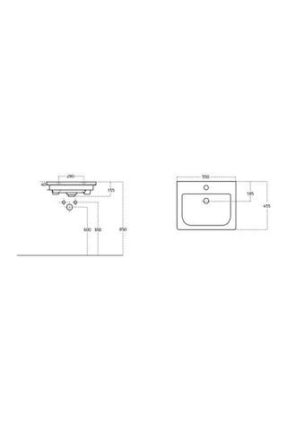 Sanovit Soft 55 CM Konsollu Oval Köşeli Lavabo Beyaz