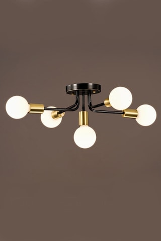 Döngü Modern Tasarım Siyah Renk Beşli Avize Camsız Model