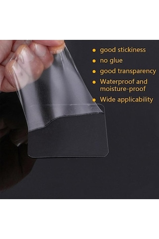 Pazly Şeffaf Çift Taraflı Bant, Nano-lantlı Su Geçirmez Duvar Çıkartması, 100 Adet, Kolay Uygulama