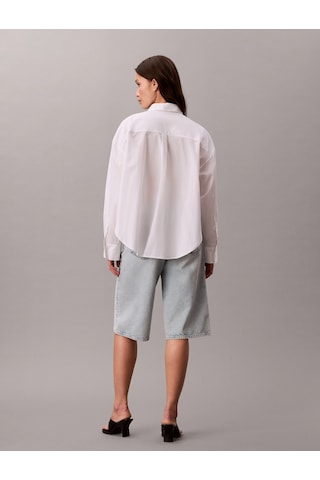 Calvin Klein Pamuklu Poplin Kısa Kesim Dokuma Kadın Beyaz Gömlek Lv047f148g-yaa Beyaz