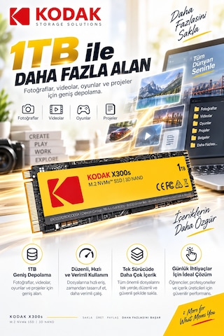 X300s 1tb M.2 Nvme Pcıe Gen3x4 2280 Ssd 2500 Mb/s Okuma 2000 Mb/s Yazma Hızlı Ssd