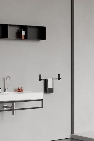 Paslanmaz Çelik Siyah Yapışkanlı Havluluk - Havlu Askısı 45 Cm Mat Siyah