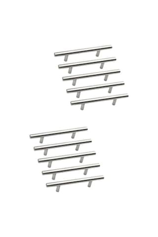 Paslanmaz Metal Kulp, Inox Dolap Çekmece Mobilya Kulbu, Tv Ünitesi Yatak Odası Vestiyer Mutfak İçin 224 Mm, Adet, 10 Açık Kahverengi