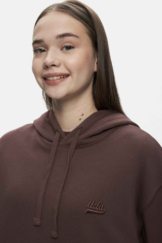 Ucla Weber Kahve Bisiklet Yaka Nakışlı Oversize Kadın Sweatshirt Kahve