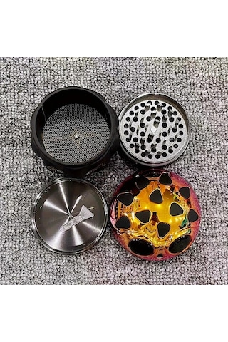 Elmpaly 2.8" 70mm Zinc Alloy Tütün Öğütücü - Kafatası Desenli Manuel 4 Katlı
