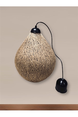 Tek-iş 30 Cm X 36 Cm X 96 Rustik Jüt Halatlı Sarkıt Lamba Avize Keten Ip Başlık Küre Top Sarkıt Avize Damla