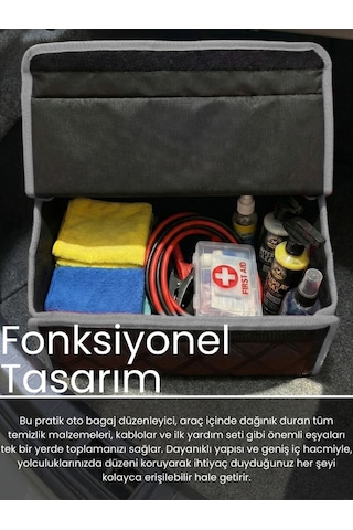 Araç Bagaj Düzenleyici Organizer Tay Tüyü Kaymaz Cırt Bantlı Geniş Hacimli Çanta A5