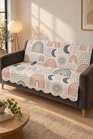 Çok Amaçlı Kadife Koltuk Örtüsü Kaymaz Süngerli 165x215 Cm Modern Bohem Çekyat Şalı Piknik Masa Örtüsü Alk15 Bej