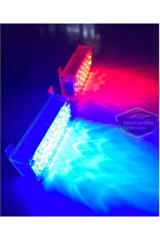 96 Led 3 Modlu Panjur İçi Çakar Led Panjur Arası Çakar Kırmızı Mavi 48x2 Led Lamba Flaşlı Polis Işığı 12v 00 Şüscaroto Aksesuar