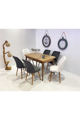 6 Kişilik Açılır Masa Sandalye Takımı Mutfak Masası Takımı Salon Masası Yemek Masası Masa Takımı Gri&krem