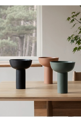 Miyabi Seramik Vazo 21 Cm Japon Tasarımcı Kazushige Miyake Tasarımı Siyah