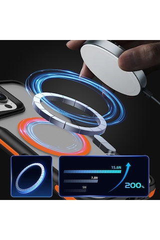 Mobilteam İphone 16 Pro Uyumlu Magsafe Şarj Özellikli Renkli Kenar Airbag Şeritli Lame Titanyum-gold