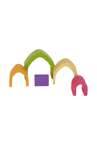 Waldorf Pastel Renkler 5'li Ev Ahşap Oyuncak