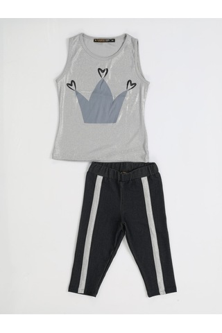 Quenn Kız Çocuk Tayt Takım-gri - Laci Gri