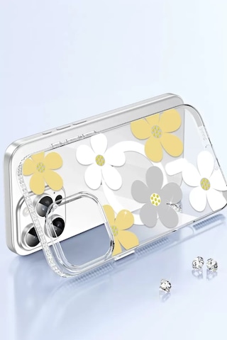 Apple iPhone Uyumlu 16 Pro Max Floral Magsafe Kapak - Sarı