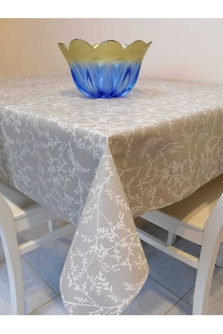 Elyaflı Pvc Muşamba - Desenli Silinebilir Masa Örtüsü 02mrl203c Gri
