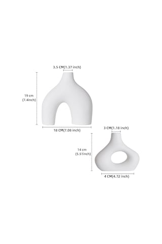 Modern Minimalist Bohem Dekor İçin 2'li Beyaz Seramik Vazo Seti, Pampa Çimi İçin Yuvarlak Mat Donut Vazolar - Oturma Odası, Yemek Masası, Ofis Yatak Odası Raf Dekoru Noel Günü Hediyeleri İçin Diğer