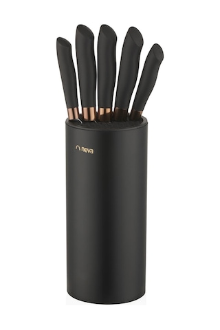 Neva N3296 Bitter Copper Silindir 6 Lı Bıçak Seti Siyah