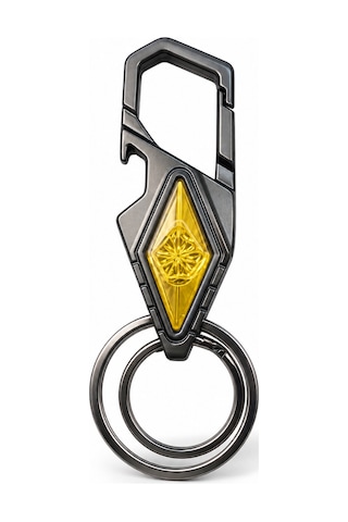 Premium Metal Karabinalı Anahtarlık Çift Halkalı Şık Tasarım 9,5 Cm Gri
