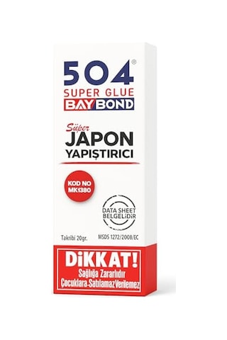 504 Süper Japon Yapıştırıcısı, 20 Gr, Ultra Jel, Ahşap, Mdf, Plastik, Metal, Cam, Kauçuk, Deri İçin Hızlı K