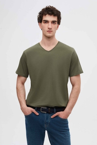 D's Damat Ds Damat Slim Fit Haki V Yaka %100 Pamuk T-shirt 4HC141996755M Haki