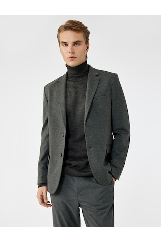 Koton Slim Fit Kapaklı Cep Detaylı Uzun Kollu Mono Yaka Blazer Ceket Antrasit 6wam50008hk Antrasit