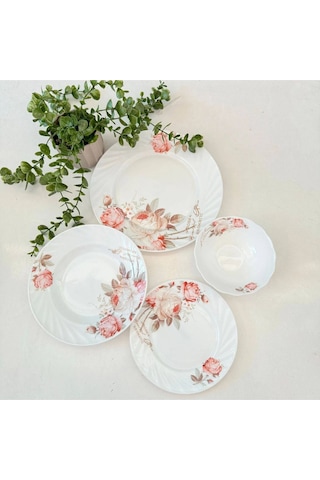 24 Parça Opal Yemek Takımı 6 Kişilik Beyaz