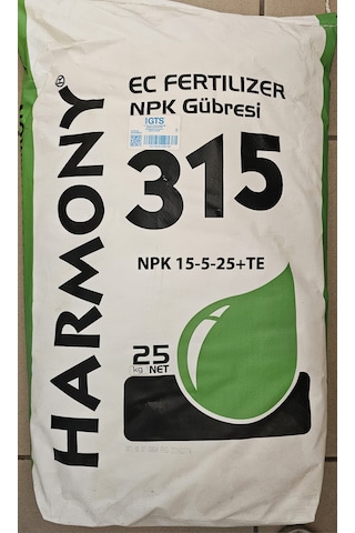 Npk Damlama Gübresi Harmony 15-05-25+te Suda Çözünür Gübre 25 Kg