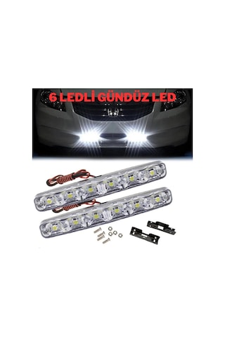 Mercekli 6 Ledli Beyaz Drl Gündüz Ledi 12v Sis Lambası Ledi Off Road Sis 12v