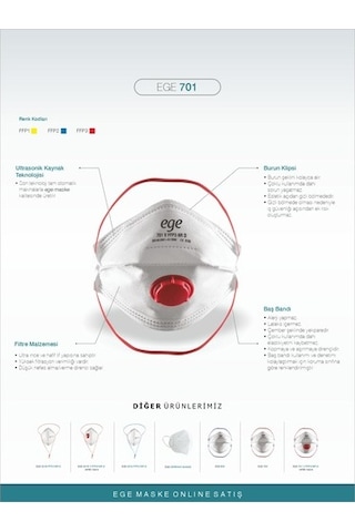 Ege 701 Ffp3 Nr N99 Ventilli Maske 30'Lu