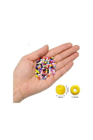 Karışık Renk 4 Mm Yaklaşık 660 Adet / 60 Gram Cam Boncuk Oya Yazma Bileklik Ve Kolye