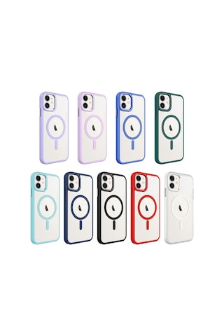 Apple Uyumlu iPhone 11 Uyumlu Wireless Şarj Özellikli Zore Krom Magsafe Silikon Kılıf-lavendery Gray Lavendery Gray -