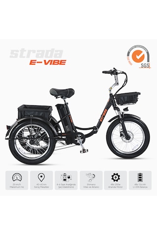 Stradacycles E-VIBE Hidrolik Disk Üç Tekerlekli Elektrikli Bisiklet