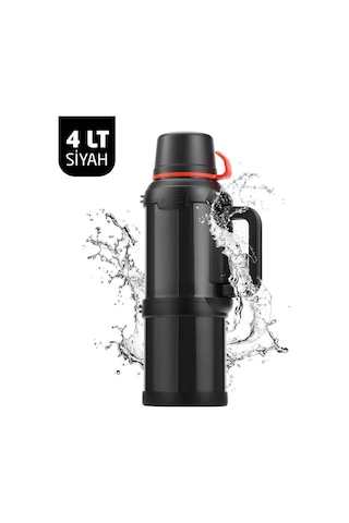 Kampcı Paslanmaz Çelik Termos 4 Litre 48 Saat Sıcak-soğuk Black 9009 Siyah