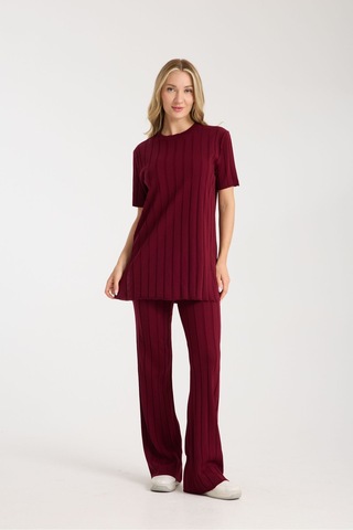 Çizgili Relax Fit İkili Takım Dnv-000019 Bordo