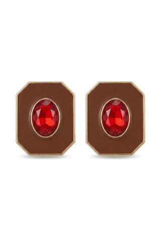 Çelik Vintage Altın Kaplama Bordo Küpe Kararmaz Hediye Kutulu Kadın Küpe Bordo - 880551641 Bordo